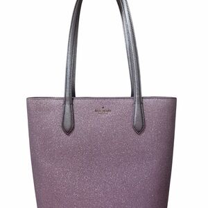 kate spade purple glitter tote with leather straps